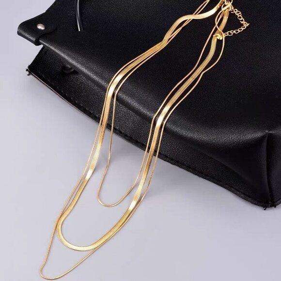 3 Layer Snake Bone Thick Chain Choker Necklaces - Picture 4 of 6